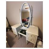 Dressing Table w/ Tilt Oval Mirror & Bench w/