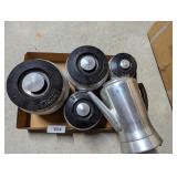 Vintage Brushed Aluminum Canister Set & Coffee Pot