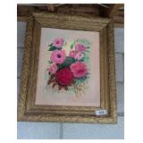 Helen Brown Floral Oil Painting in Vintage Frame