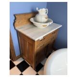 Oak Marble Top Wash Stand