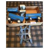 Ford Tractor (missing front wheel), (2) Wagons, +