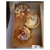 (3) Peach Iridescent Unique Bowls
