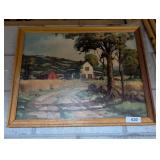 Vintage Farm Scene Framed Print