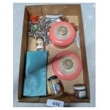 (2) Avon Powder Dishes, Hair Clips, Vintage Jars