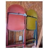 (4) Metal Folding Chairs Painted Different Colors