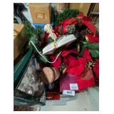 Assorted Christmas Items Includes Tote w/ Lid
