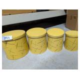 Vintage Nesco Yellow Tin Canister Set &