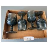 (4) Stemmed Thumbprint Glasses