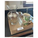 Glass Rolling Pin, Unusual Painted Pitcher w/