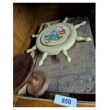 Vintage Plastic Ship Wheel Mirror w/