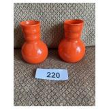 (2) Small Orange Vintage Vases