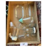 Vintage Jar, Syrups, Pyrex Butter Dish, & More