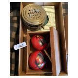 Jewelry Box, Brass Tin, Melamine Salad Plates, +