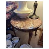 Pink-ish Marble Top End Table, 22" Diameter