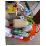Plastic Tub w/ Gardening Partials, Wasp Killer, +