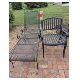 Metal Patio Lounger & Metal Chair