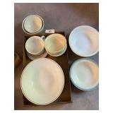 (2) Pfaltzgraff Bowls, Corelle Bowls, Quiche Pan,