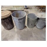 (2) Metal & (2) Plastic Trash Cans