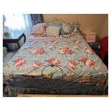 Country Blue Metal Full Size Bed w/ Mattress &