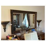 42x30 Framed Wall Mirror + (2) Wall Shelves