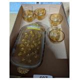 (4) Amber Gold Snack Plate Sets