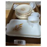 (4) Wheat Milk Glass Snack Sets +