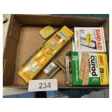 Vintage Nail File & Razor, Tin Bandage Boxes
