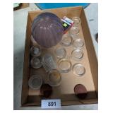 Vintage Glass Casters & Lavender Glass Light