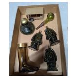 (6) Green Avon Bottles