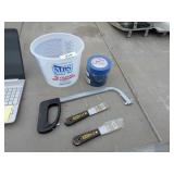 5qt Bucket w/ Saw Frame, Putty Knives, Tape