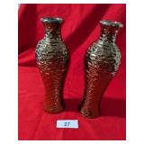 Pair of 11" Bronze Tone Glass Vases Pair of 11" Bronze Tone Glass Vases