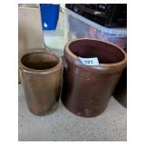 (2) Stoneware Jars -** (2) Stoneware Jars -**
