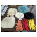 Vintage Hats, White Fur Muff & Vintage Gloves Vintage Hats, White Fur Muff & Vintage Gloves