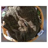 Large Woven Basket w/ Afghans & Throws Large Woven Basket w/ Afghans & Throws