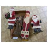 (4) Wood Santas (4) Wood Santas