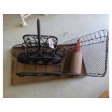 Wood Tray, Wire Basket Silverware Caddy & Vase Wood Tray, Wire Basket Silverware Caddy & Vase
