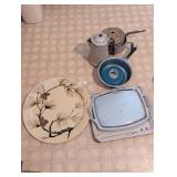 Large Metal Trays, Aluminum Coffee Pot & Other