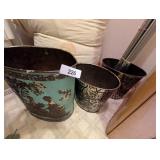 (3) Vintage Metal Trash Cans & Other