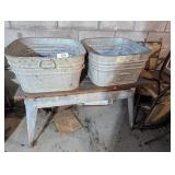 Wheeling Galvanized Double Tubs & Stand +