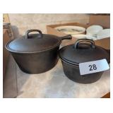 (2) Cast Iron Sauce Pans w/ Lid
