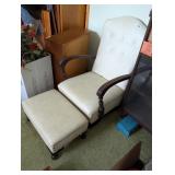 White Vinyl Wood Armed Rocking Chair w/