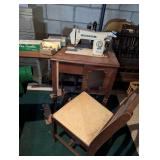 Morse Sewing Machine in Cabinet w/ Chair +