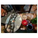 Small Round Mirror, Piece of Trellis, Candles, +