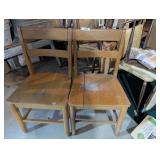 (2) Wood School Chairs