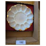 Gold Trimmed Milk Glass Egg Plate