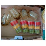 (4) Amber Gold Squat Glasses &