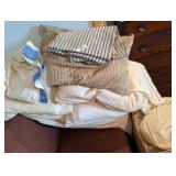 Large Amount Feather Pillows, Vintage Ticking &