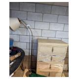 Vintage Floor Lamp & Blonde Laminate Dresser