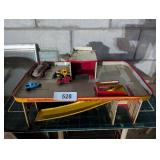 Vintage Metal Parking Garage Toy, Metal Race Car,