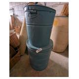 (2) Lard Tins Painted Turquoise